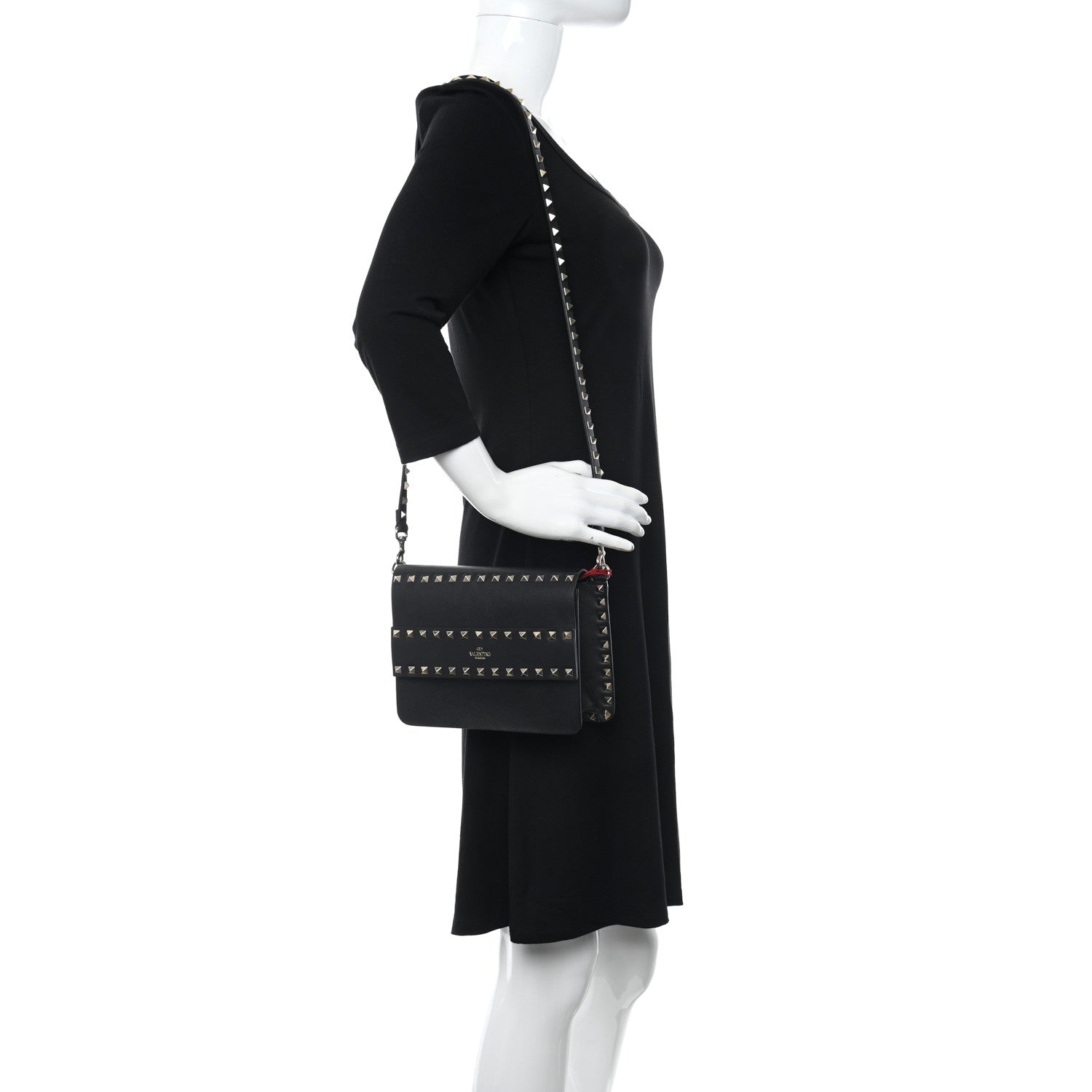 Valentino Garavani Vitello Rockstud Side Slip Crossbody Black 2 of 8