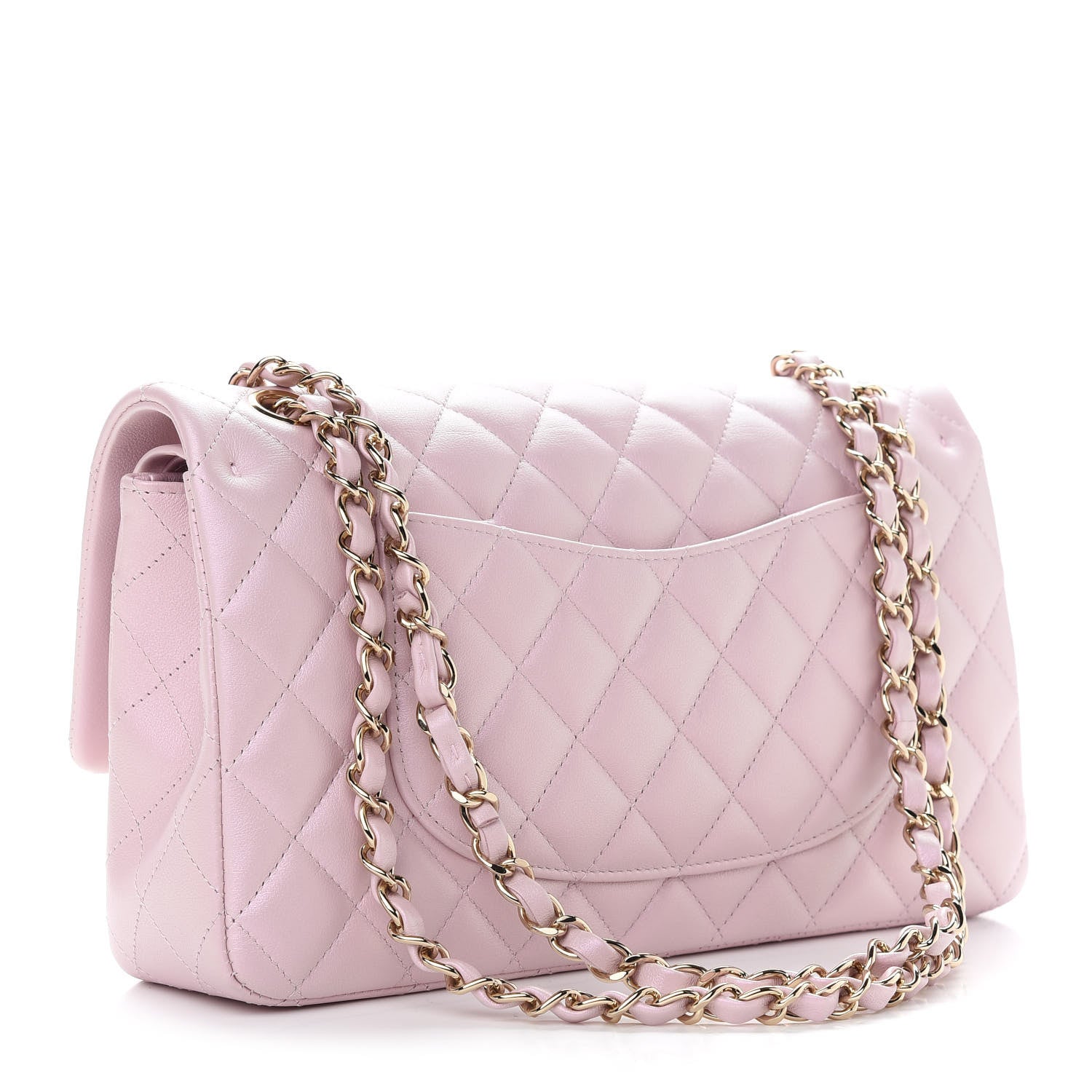 Chanel Iridescent Calfskin Quilted Medium Double Flap Light Pink 3 of 9