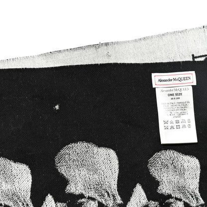 Alexander McQueen Wool Reversible Upside Down Skull Orchid Scarf Black Ivory 5 of 6