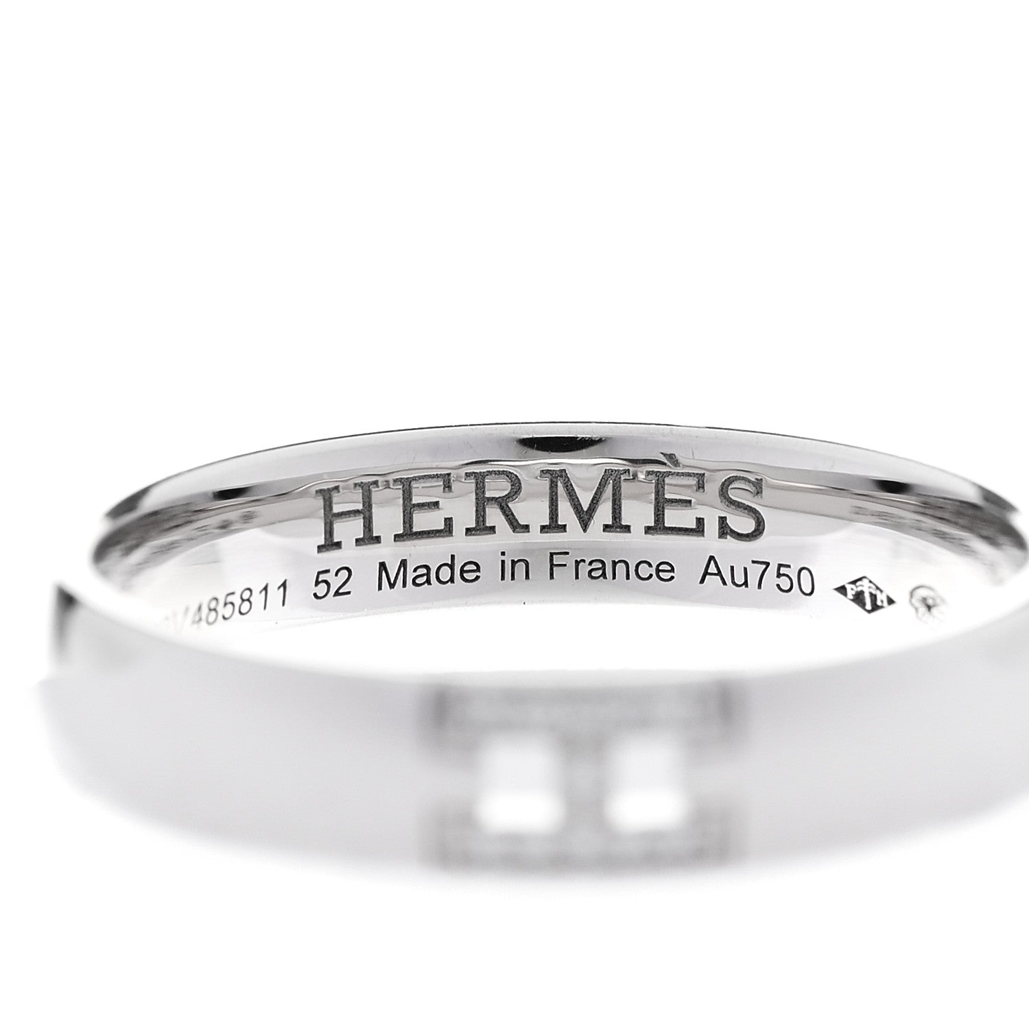 Hermes 18K White Gold Diamond Ever Herakles Wedding Band Ring 52 6 4 of 5