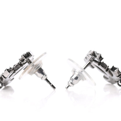 Chanel Ruthenium Crystal CC Drop Earrings Black 3 of 5
