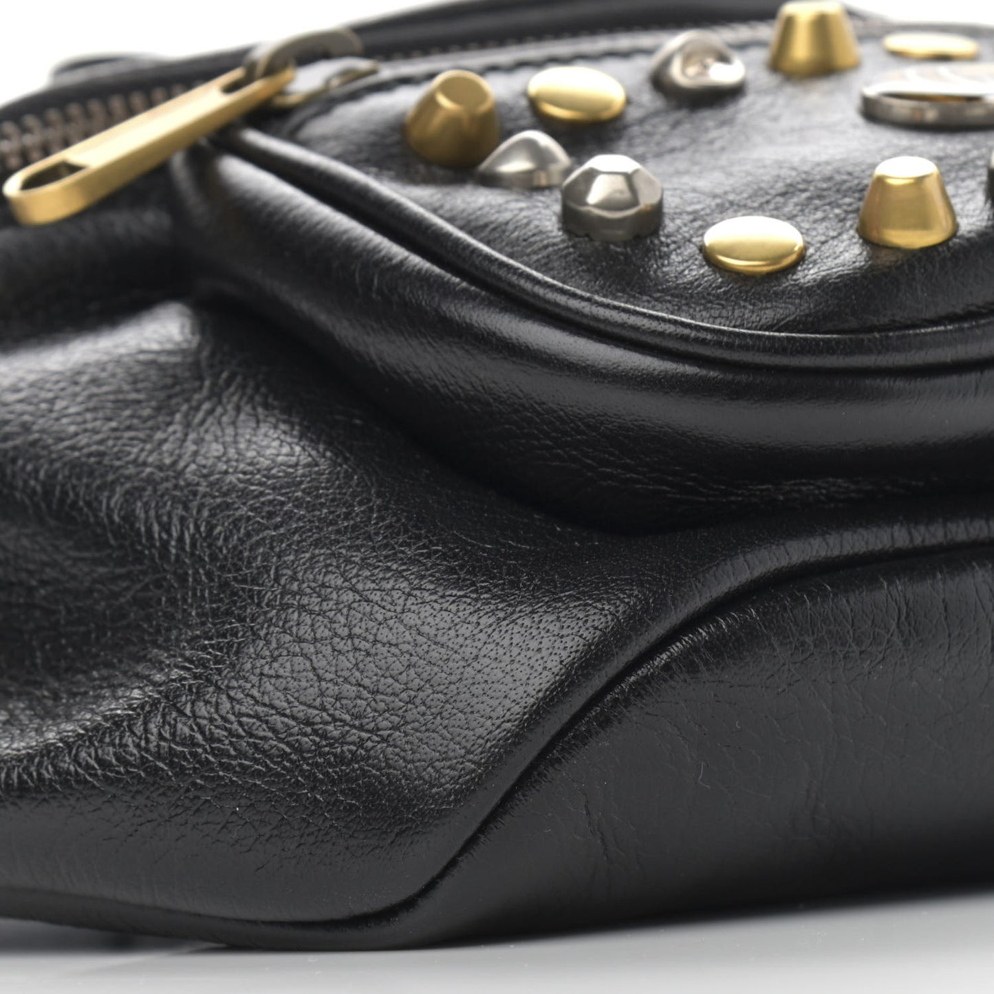 Calfskin Ophidia Studs Belt Bag Black