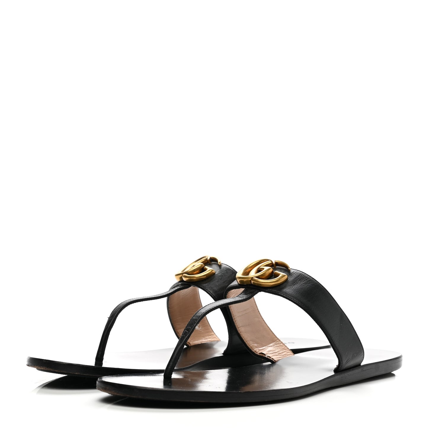 Calfskin GG Marmont Thong Sandals 40 Black