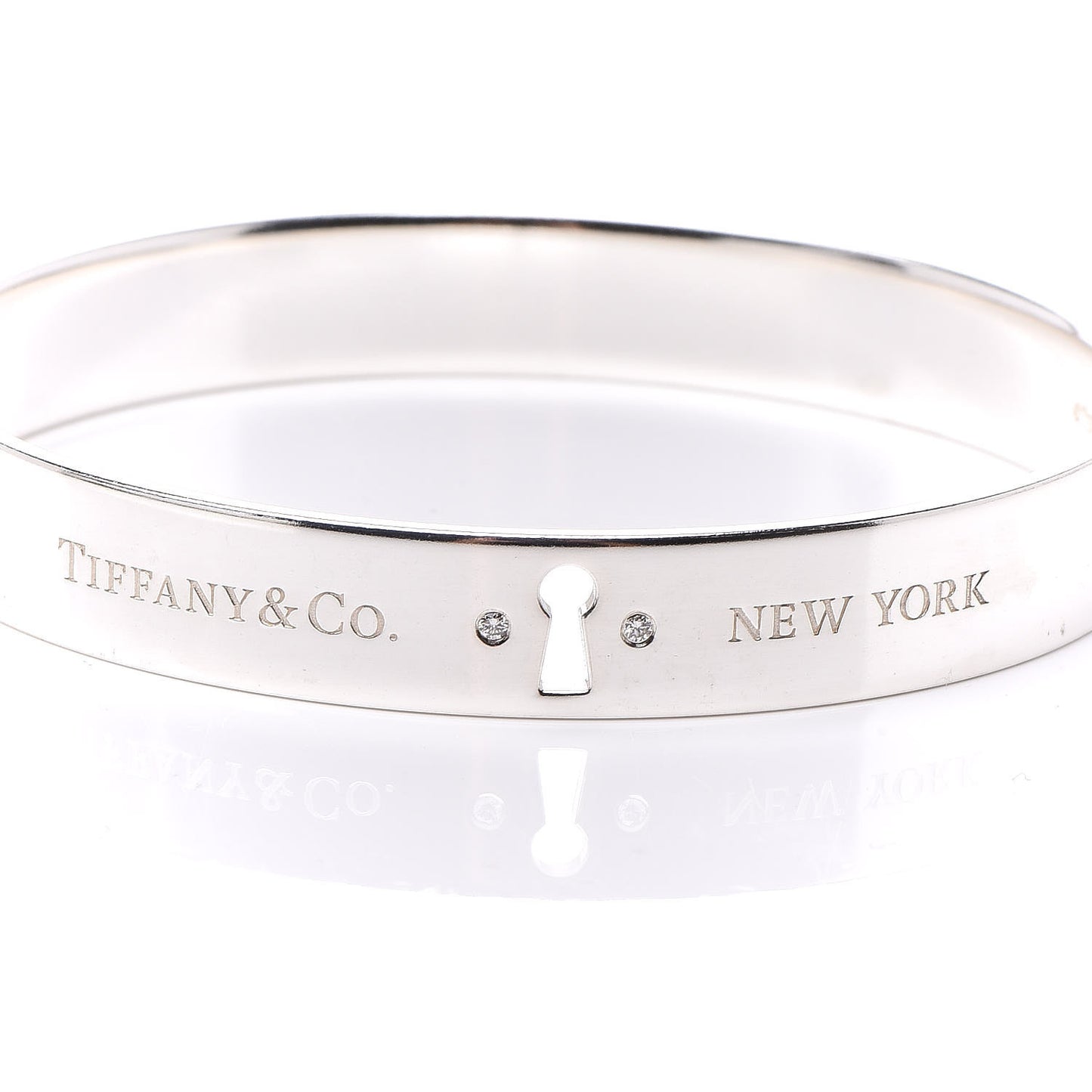 Sterling Silver Diamond Narrow Locks Bangle Bracelet