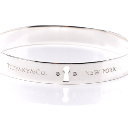 Tiffany Sterling Silver Diamond Narrow Locks Bangle Bracelet 4 of 4