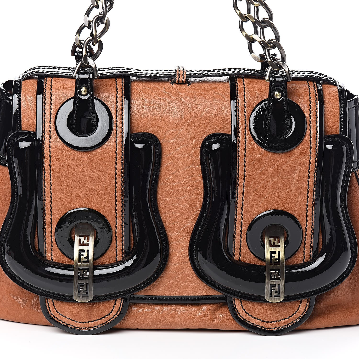 Fendi Nappa Patent B Bag Osso Black 12 of 12
