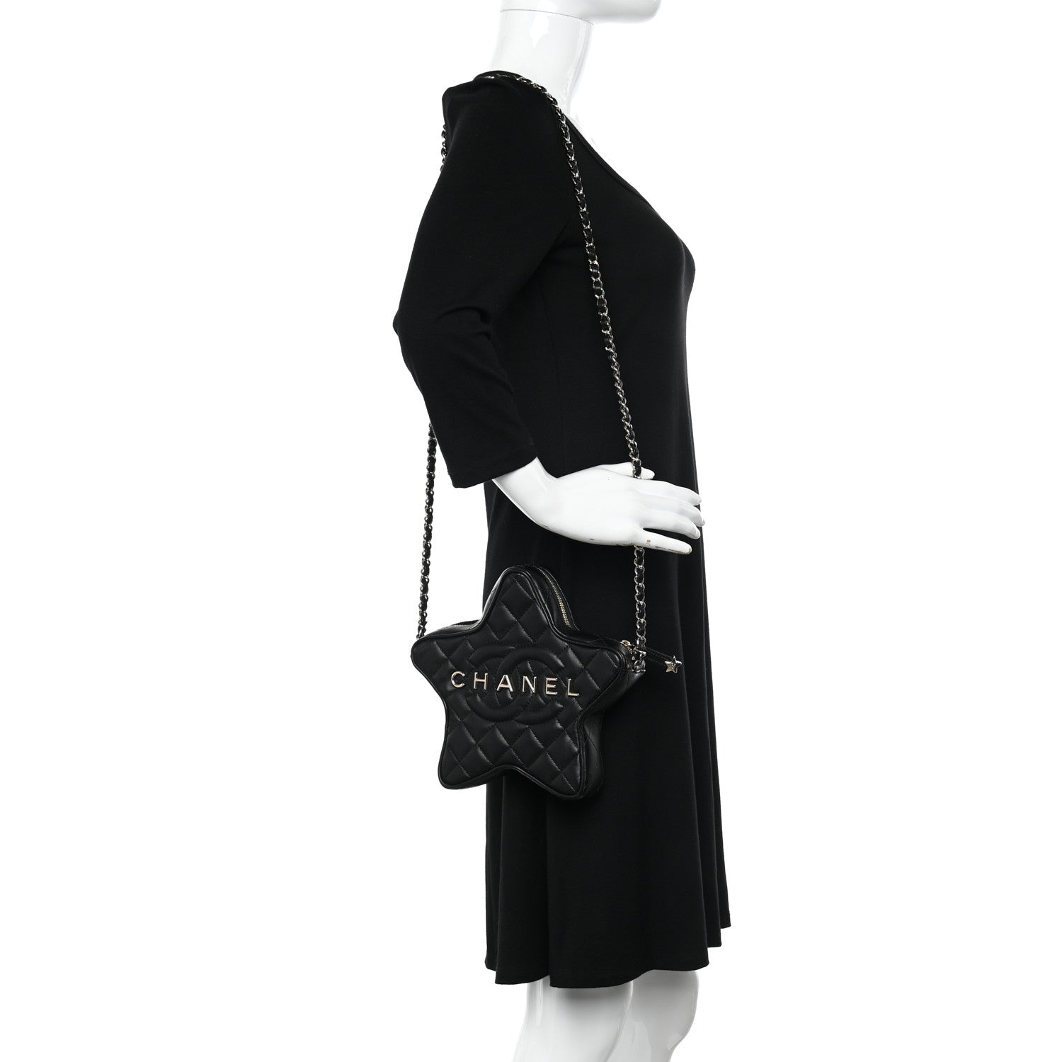 Chanel Lambskin Quilted Walk of Fame Star Bag Black 2 of 11