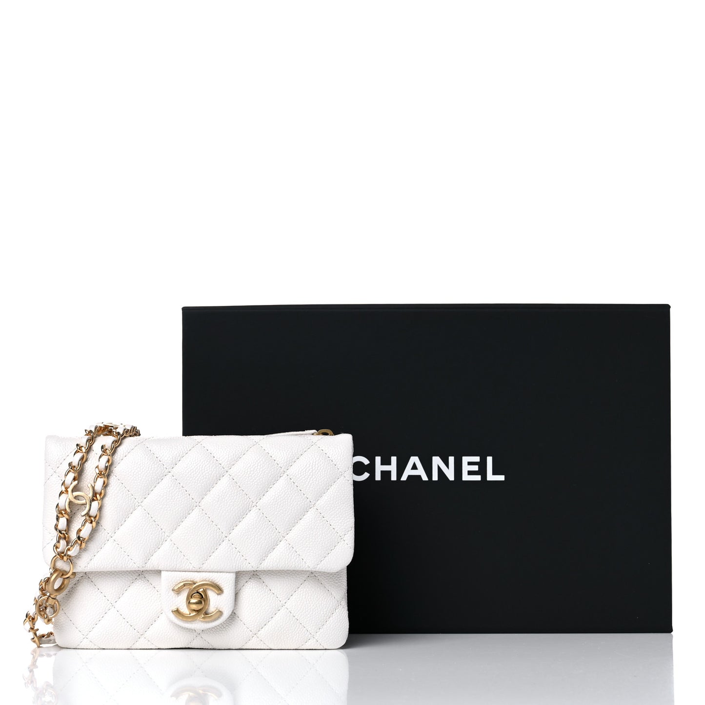 Shiny Caviar Pick Me Up Flap Belt Bag White