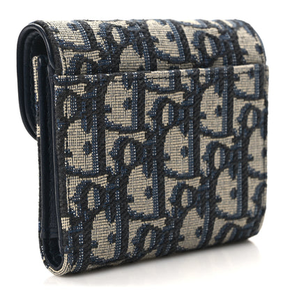 Christian Dior Oblique Saddle Lotus Wallet Blue 3 of 9