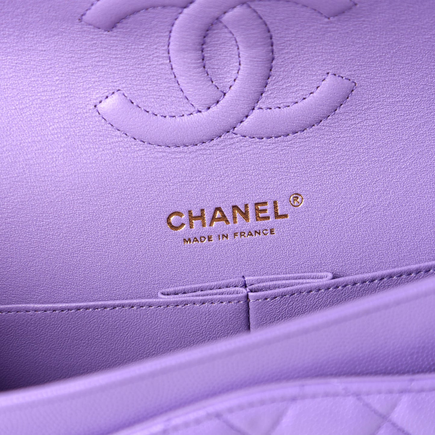Caviar Quilted Medium Double Flap Purple