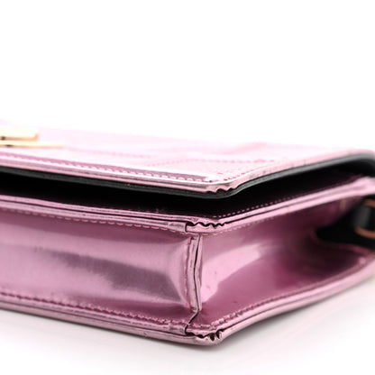 Christian Dior Metallic Patent Micro-Cannage Diorama Wallet on Chain Pouch Pink 13 of 20