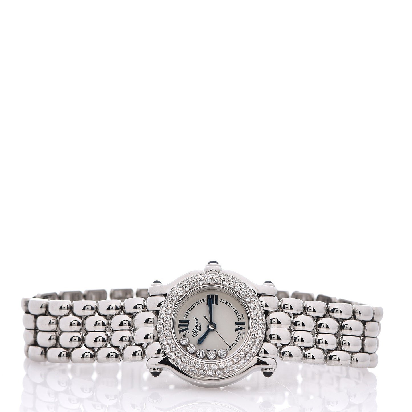 Stainless Steel Diamond Pave Bezel 26mm Happy Sport Quartz Watch