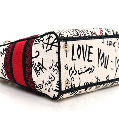 Christian Dior Canvas Medium DiorAmour Graffiti Lady D-Lite Latte 9 of 13