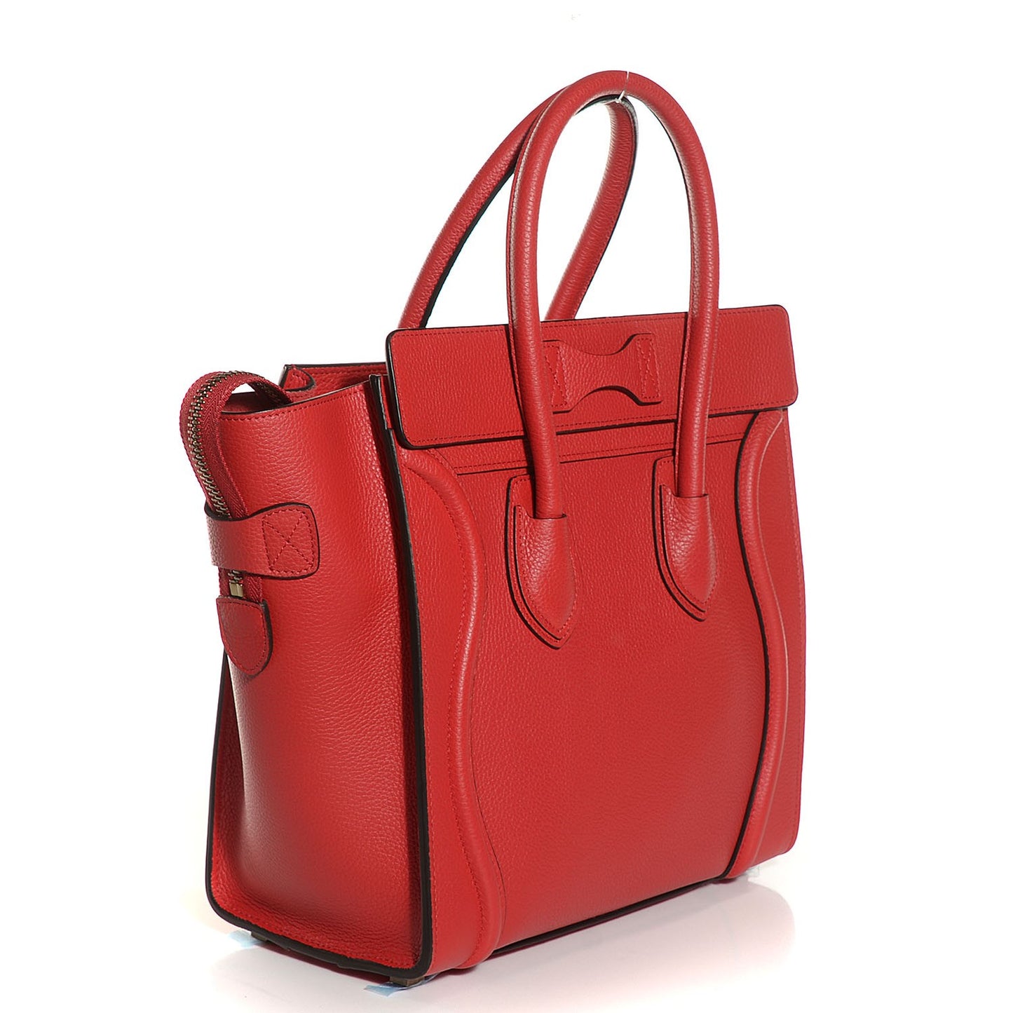 Drummed Calfskin Micro Luggage Coquelicot