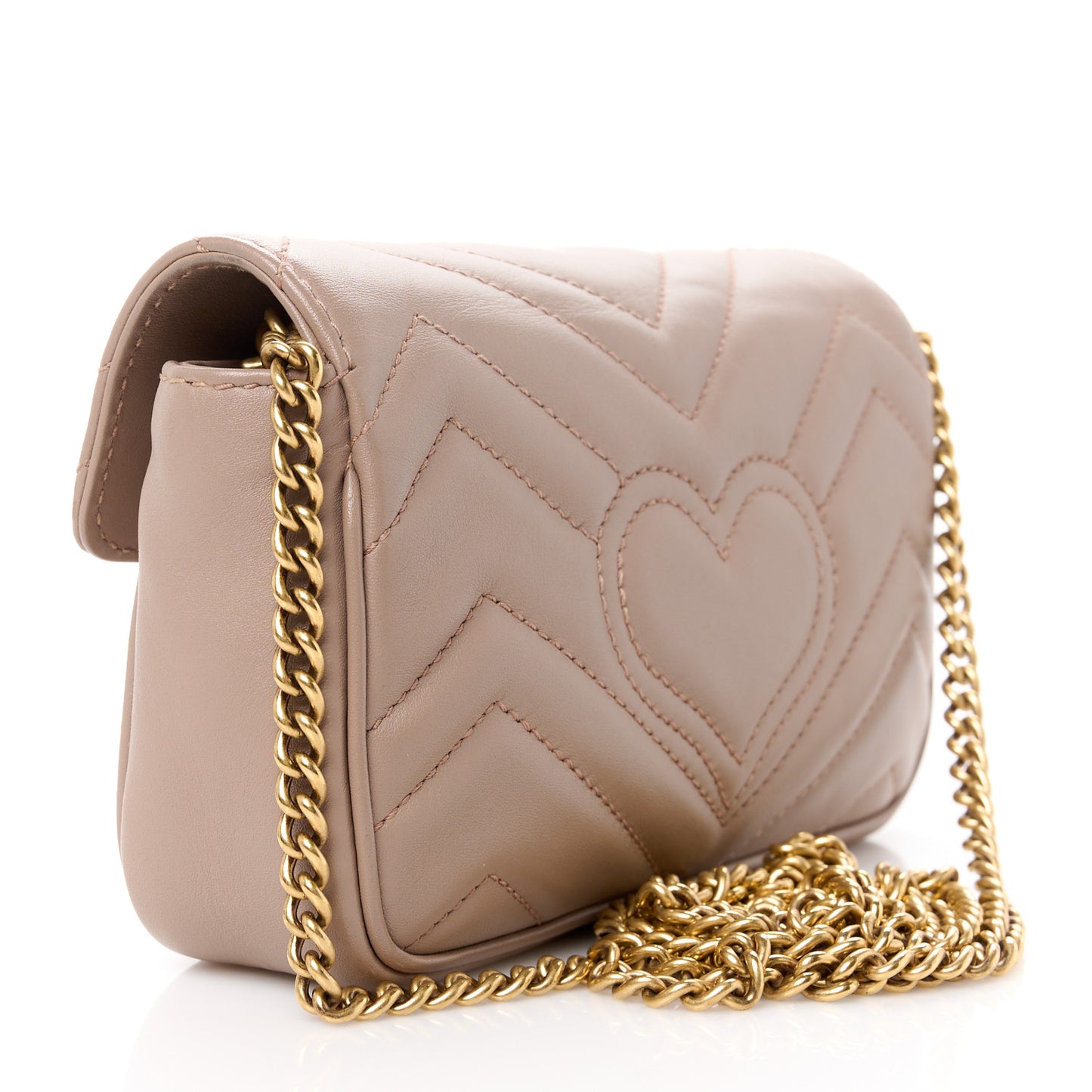 Calfskin Matelasse Super Mini GG Marmont Shoulder Bag Porcelain Rose