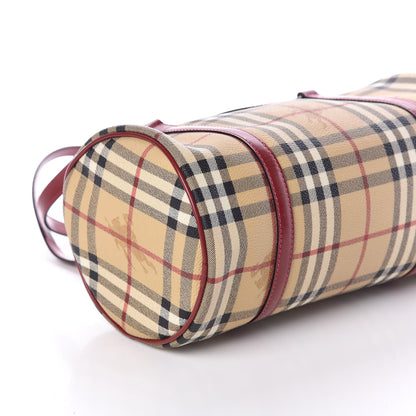 Burberry Haymarket Check Barrel Bag Red 10 of 11