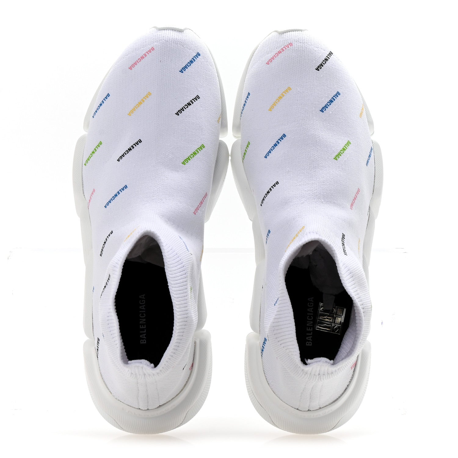 Balenciaga Technical 3D Recycled Knit Allover Logo Womens Speed 2.0 Sneakers 41 White Multicolor 5 of 10