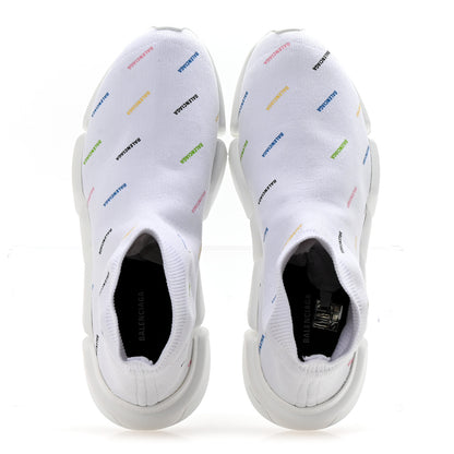 Balenciaga Technical 3D Recycled Knit Allover Logo Womens Speed 2.0 Sneakers 41 White Multicolor 5 of 10