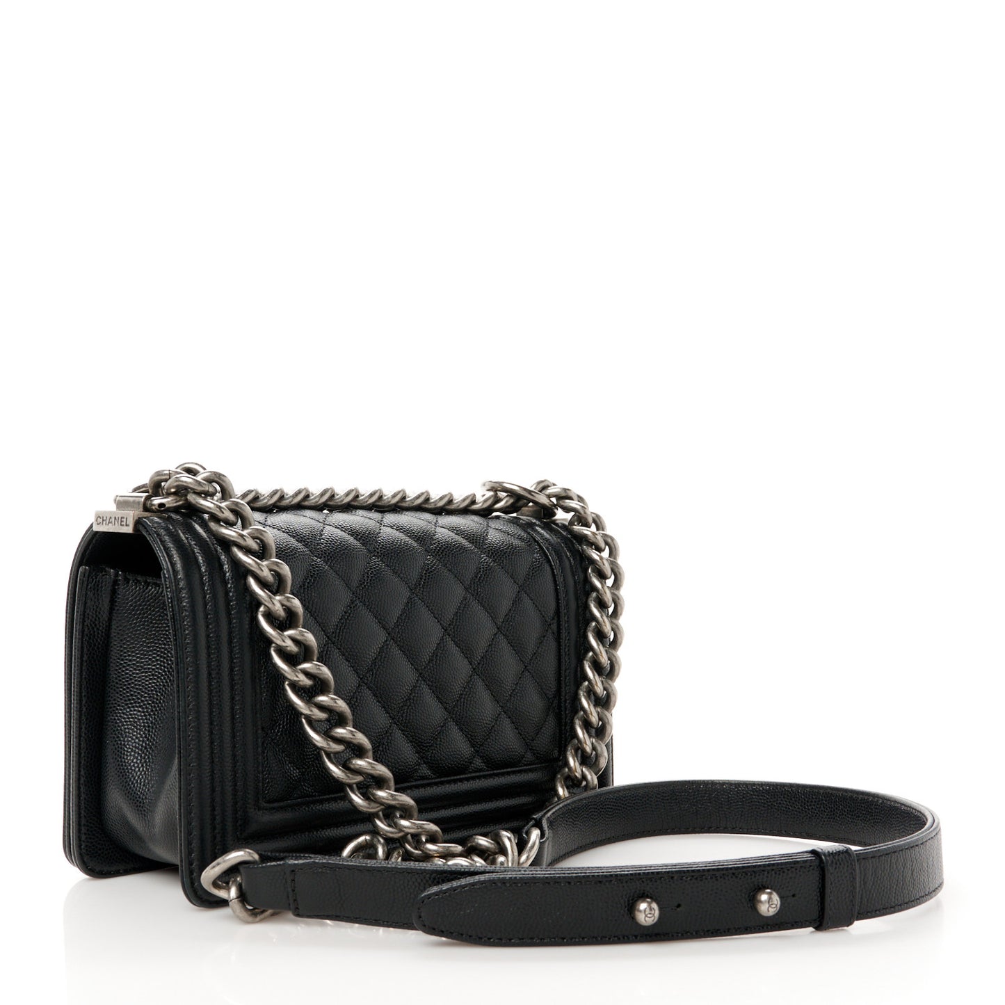 Lambskin Quilted Small Boy Flap Black