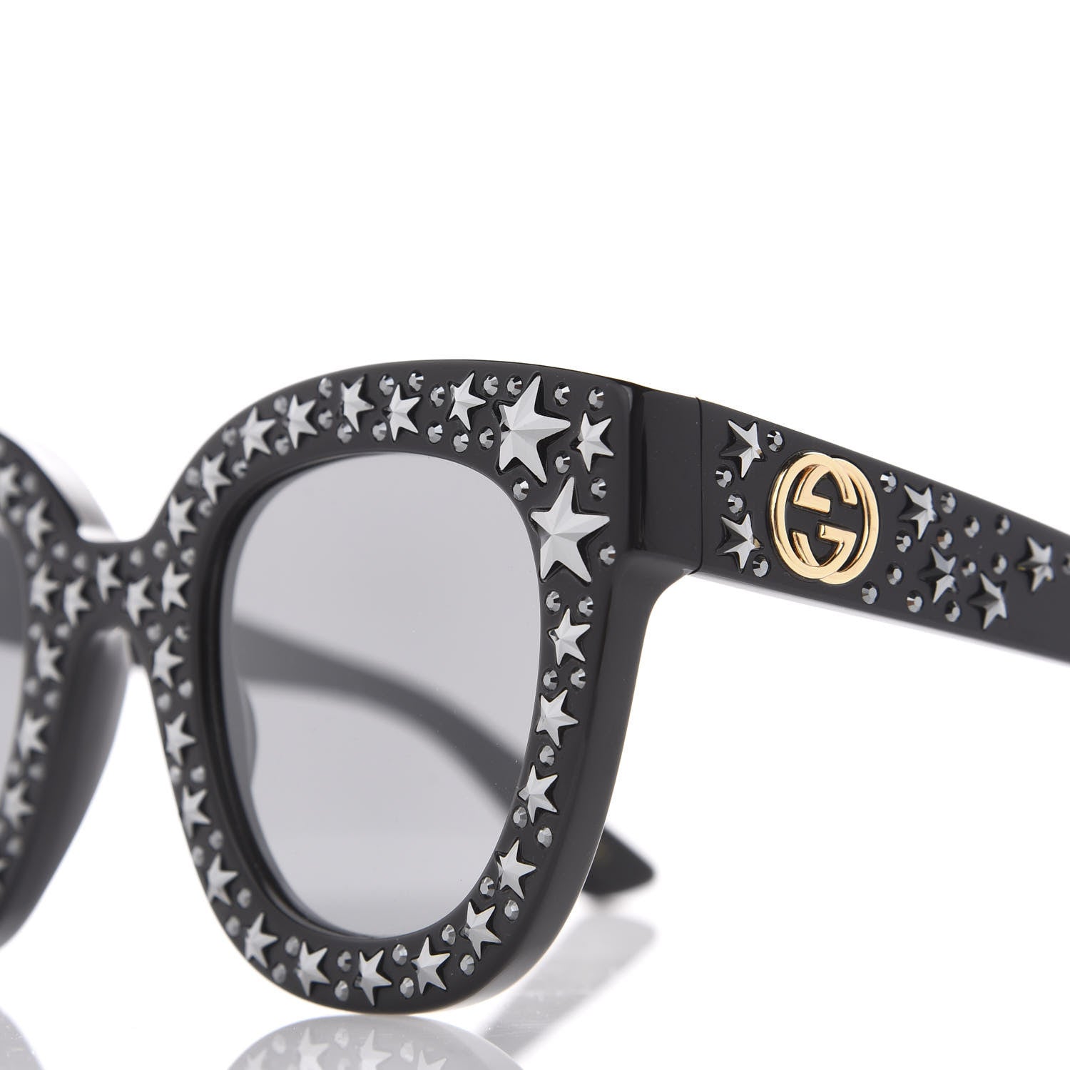 Gucci Acetate Stars Cat Eye Sunglasses GG0116S Black 7 of 8
