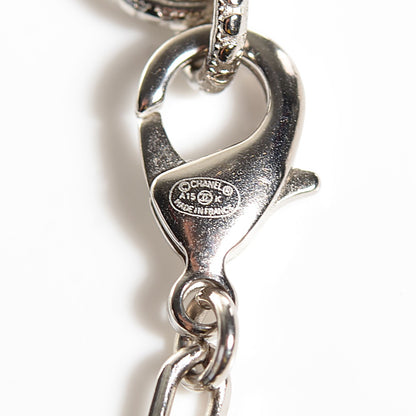 Chanel Crystal Baguette Pearl Maltese Cross Necklace Black Silver 4 of 5