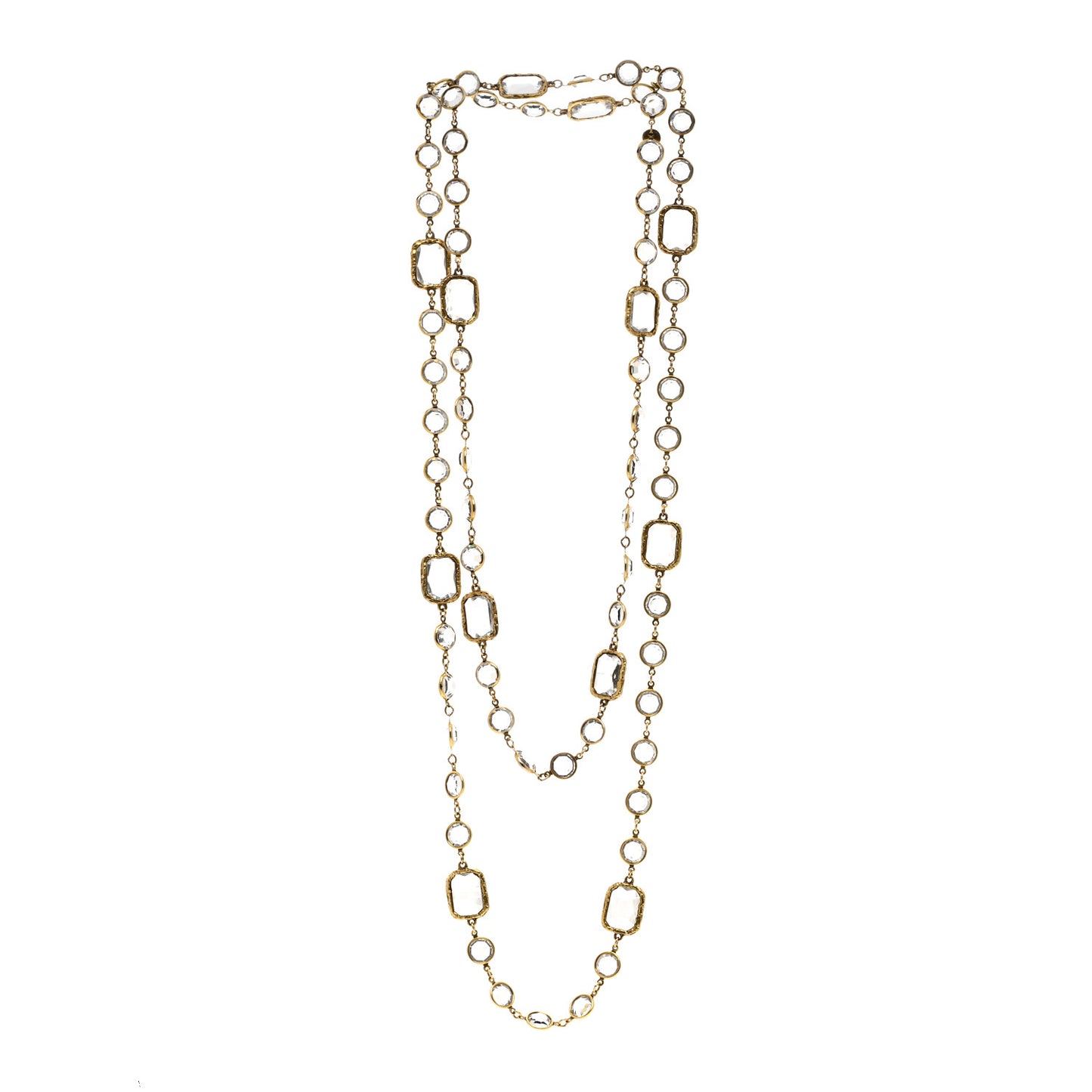 Swarovski Crystal Chicklet Sautoir Necklace Gold