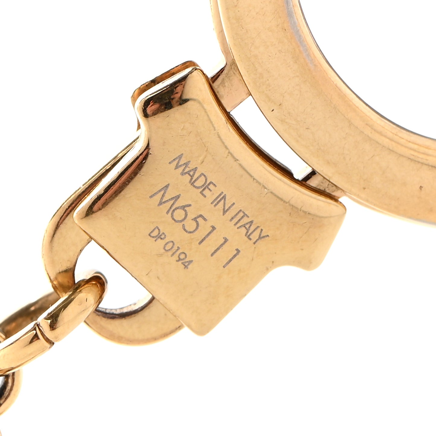 Brass Enamel Fleur De Monogram Bag Charm Chain Gold