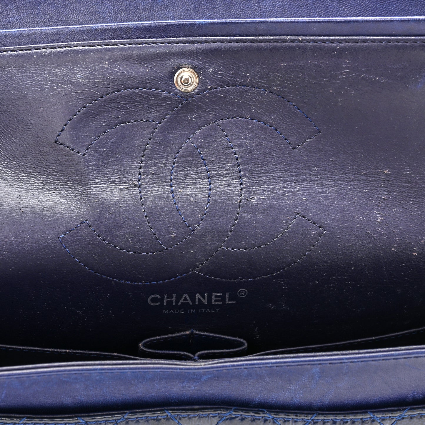 Distressed Patent Quilted 2.55 Reissue 226 Flap Navy