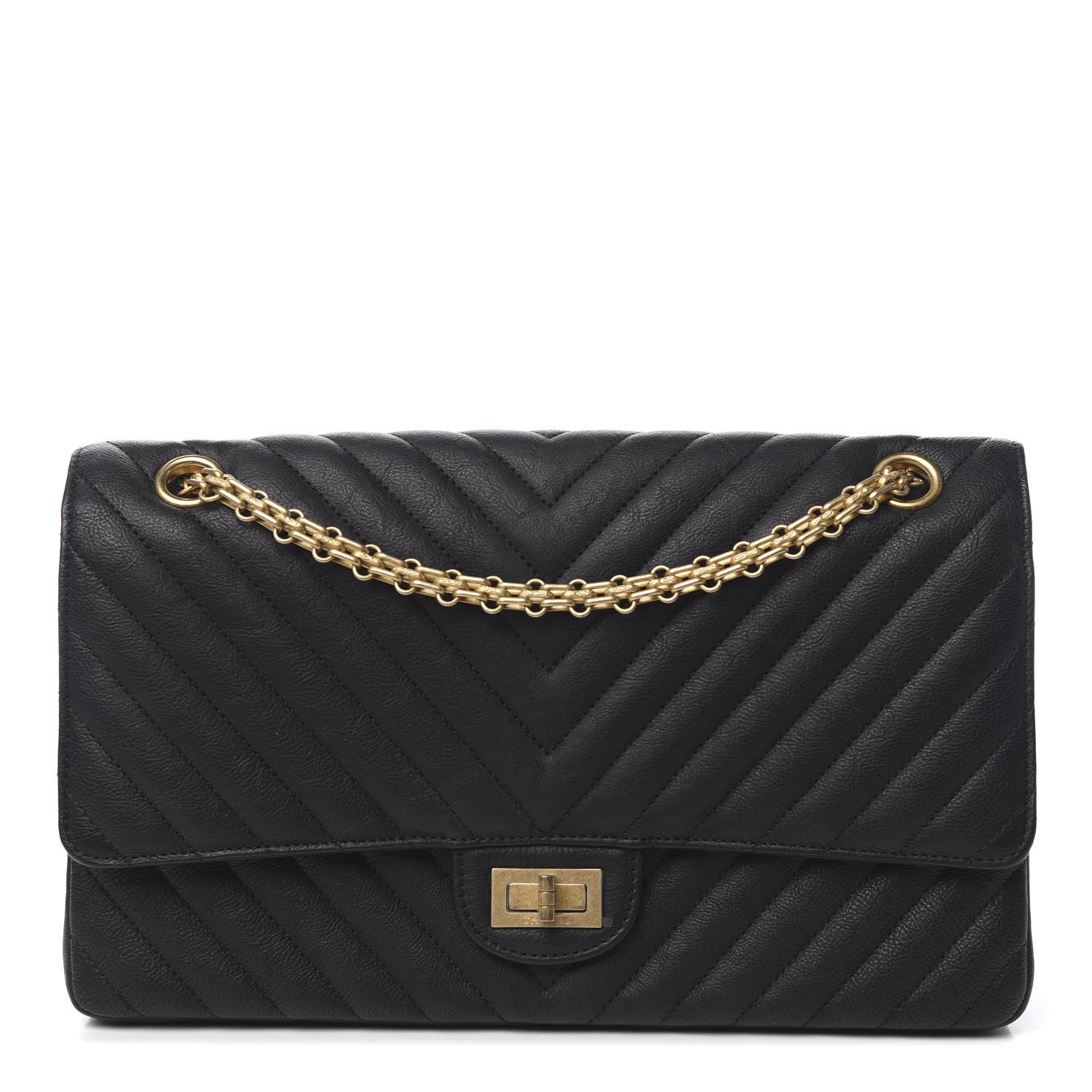 Chanel Crumpled Calfskin Chevron Quilted 2.55 Reissue 226 Black 1 of 12