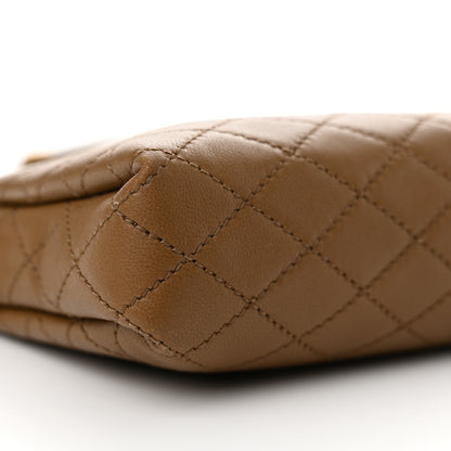 Saint Laurent Lambskin Quilted Gaby Zipped Pouch Dark Cork 9 of 14