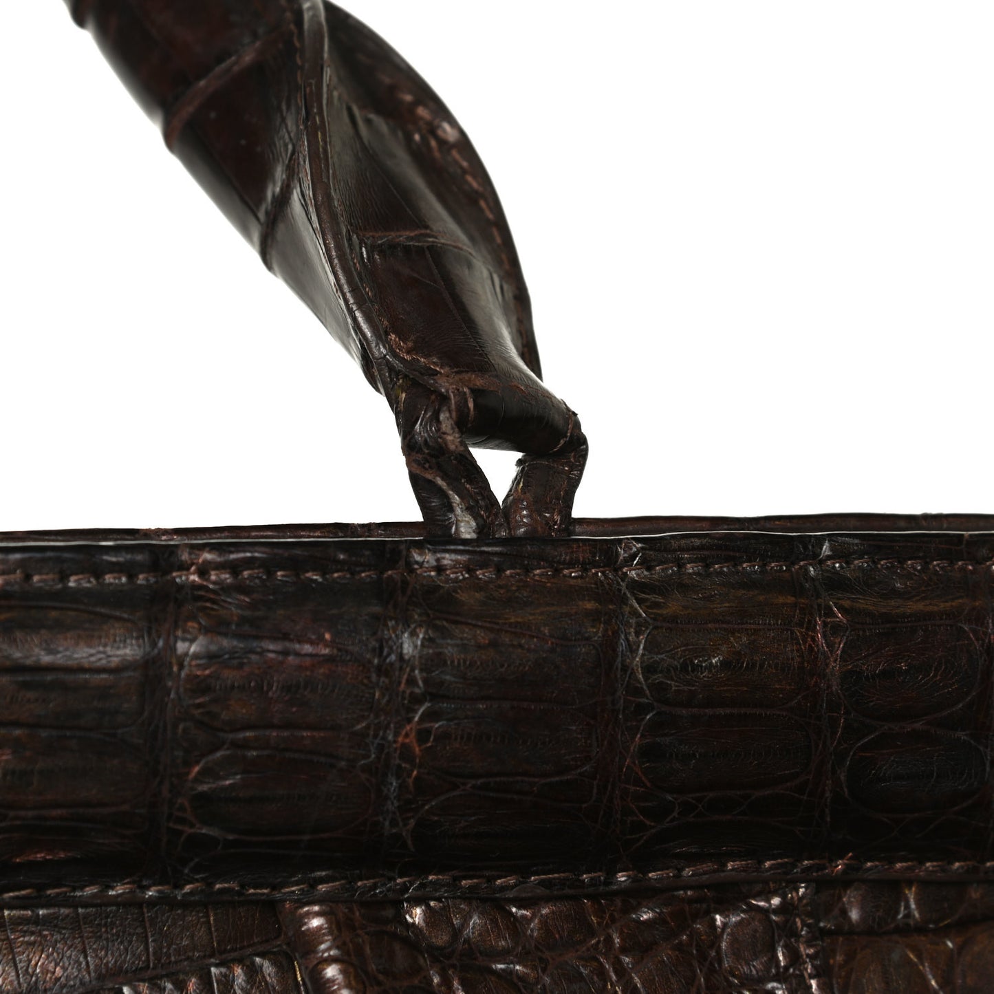 Crocodile Top Handle Satchel Brown