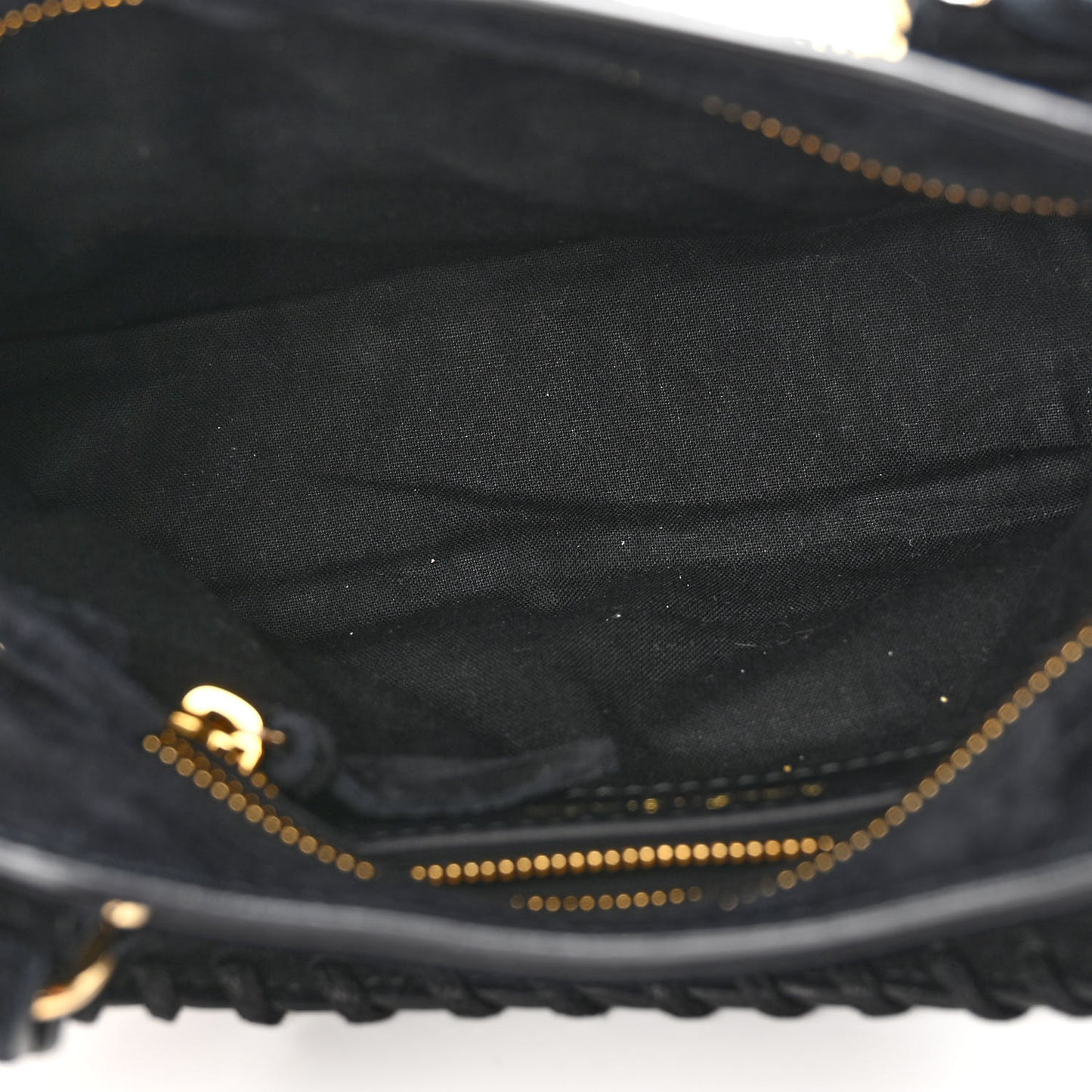 Baby Daim Suede Gold Metallic Edge Hardware Mini City Black