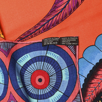 Hermes Cashmere Silk The Savana Dance Shawl 140 Vermillion Cobalt Violet 6 of 6