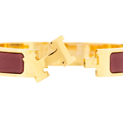 Hermes Enamel Narrow Clic Clac H Bracelet PM Rouge Baroque 5 of 6