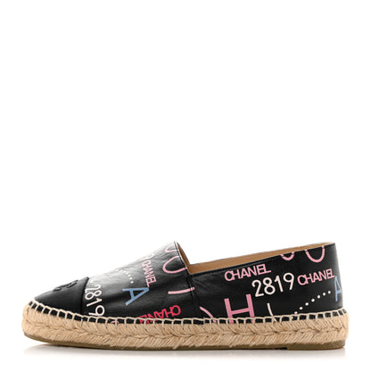 Chanel Lambskin Grosgrain Printed Espadrilles 38 Multicolor Black 1 of 13