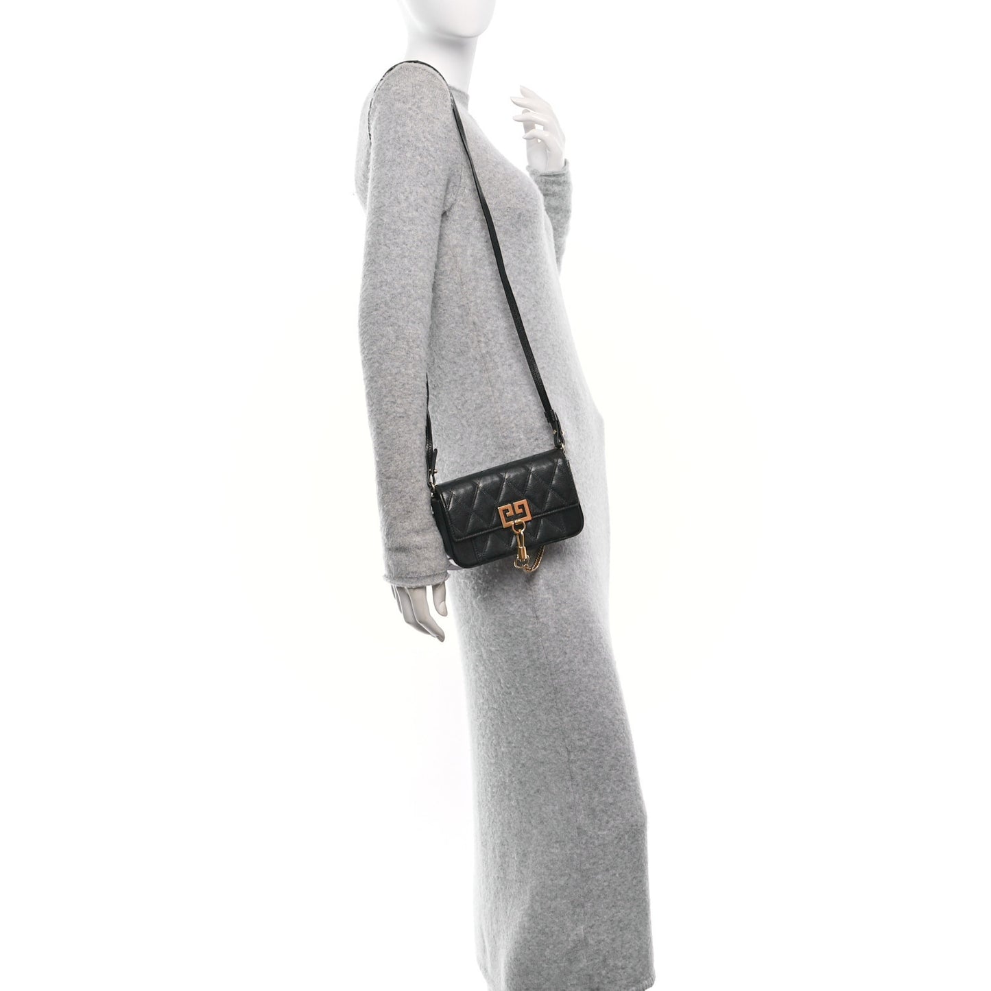 Goatskin Quilted GV3 Mini Pocket Convertible Bag Black