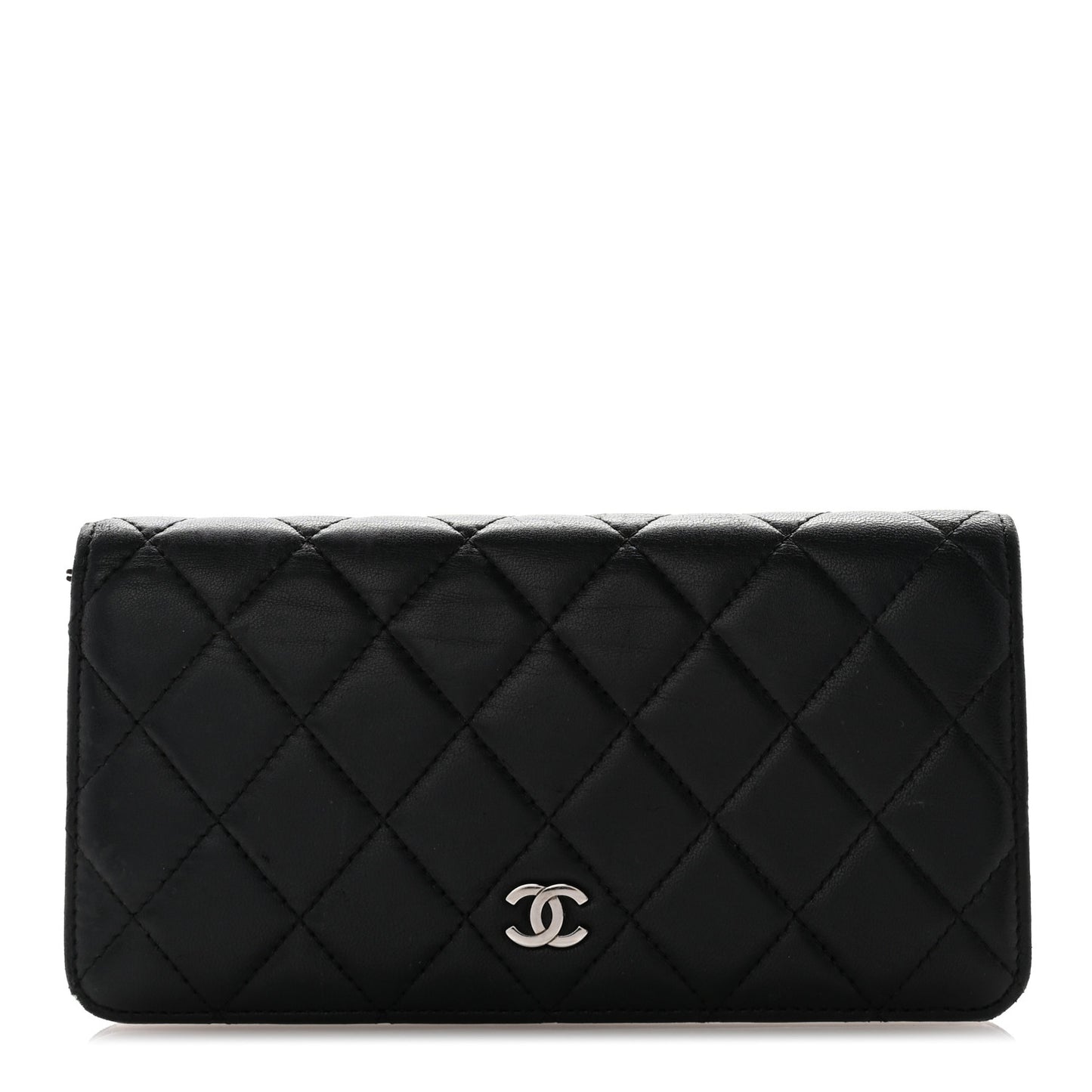 Lambskin Quilted Yen Wallet Black