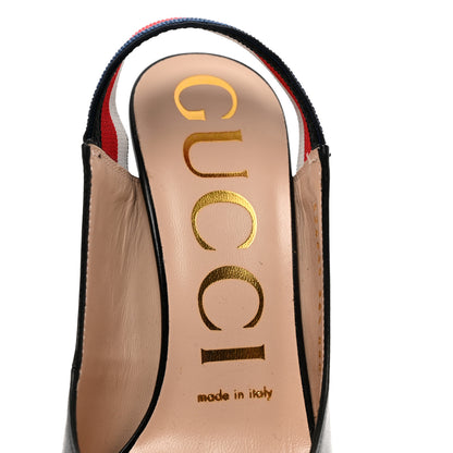 Gucci Malaga Kid Web Sylvie High Heel Slingback Pumps 36.5 Black 9 of 9