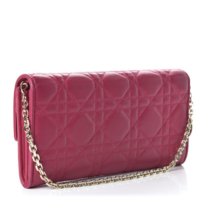 Christian Dior Lambskin Cannage Lady Dior Rendezvous Wallet On Chain Fuchsia 3 of 12