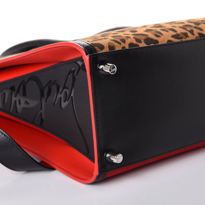 Christian Louboutin Calfskin Empire Pony Hair Leopard Print Studded Medium Paloma Red Brown 5 of 8
