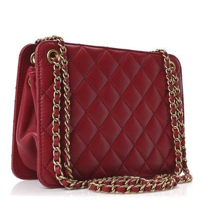 Chanel Calfskin Quilted Small CC Chain Accordion Tote Red 3 of 10
