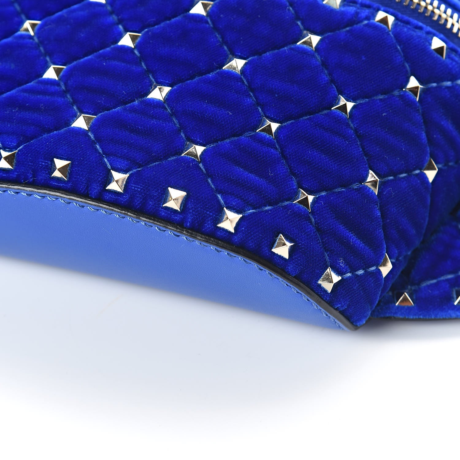 Valentino Garavani Velvet Rockstud Spike Belt Bag 75 Acid Blue 9 of 9