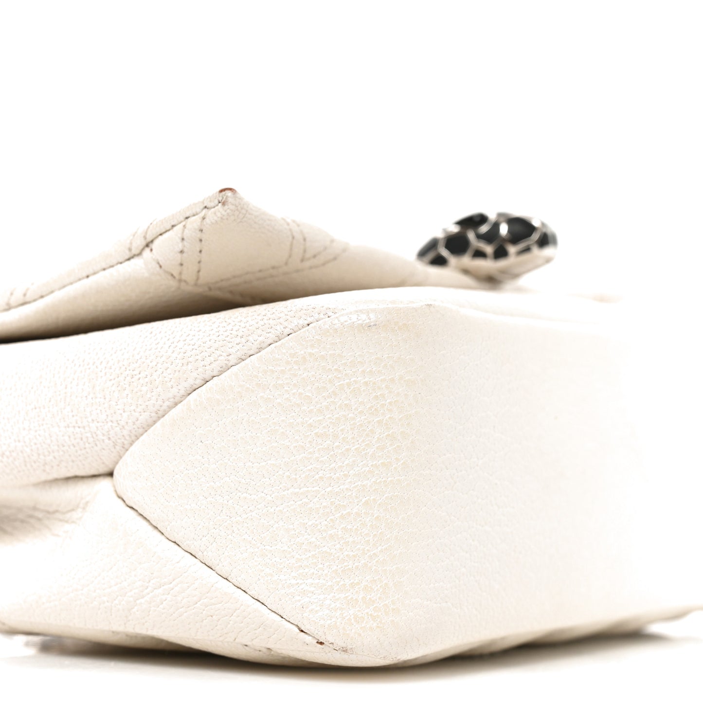 Iridescent Calfskin Matelasse Serpenti Cabochon Shoulder Bag White