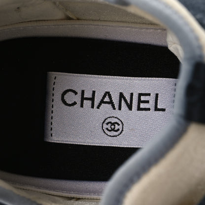 Chanel Fabric Suede Calfskin Mesh CC Sneakers 42 Black Dark Grey White Light Grey 9 of 12