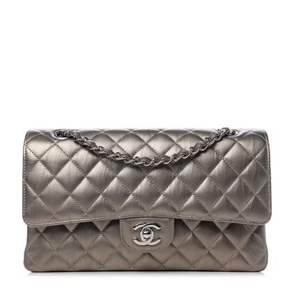Chanel Metallic Calfskin Quilted Medium Double Flap Dark Silver 1 of 9