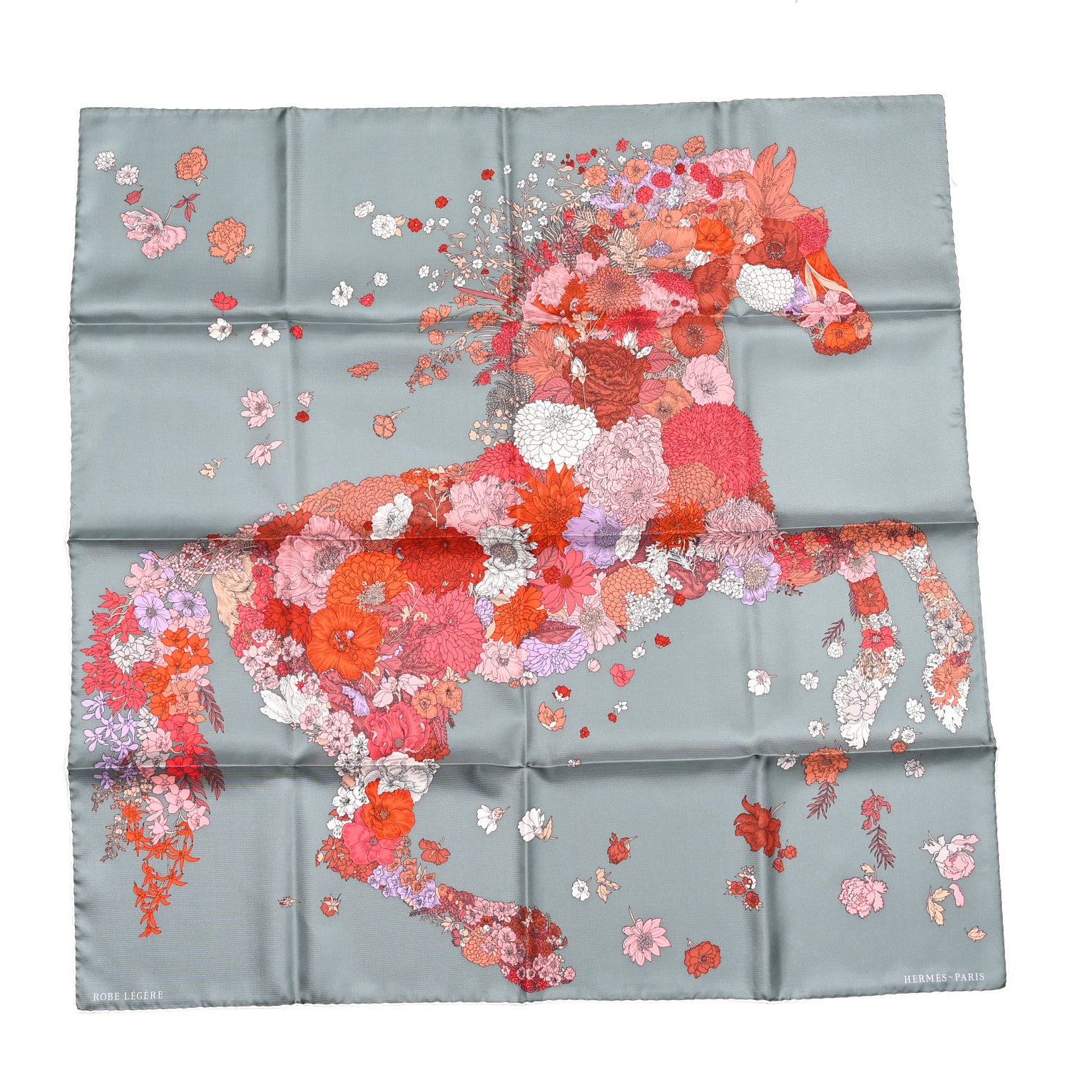 Hermes Silk Robe Legere Scarf 90 Gris Corail Rose Pourpre 1 of 5