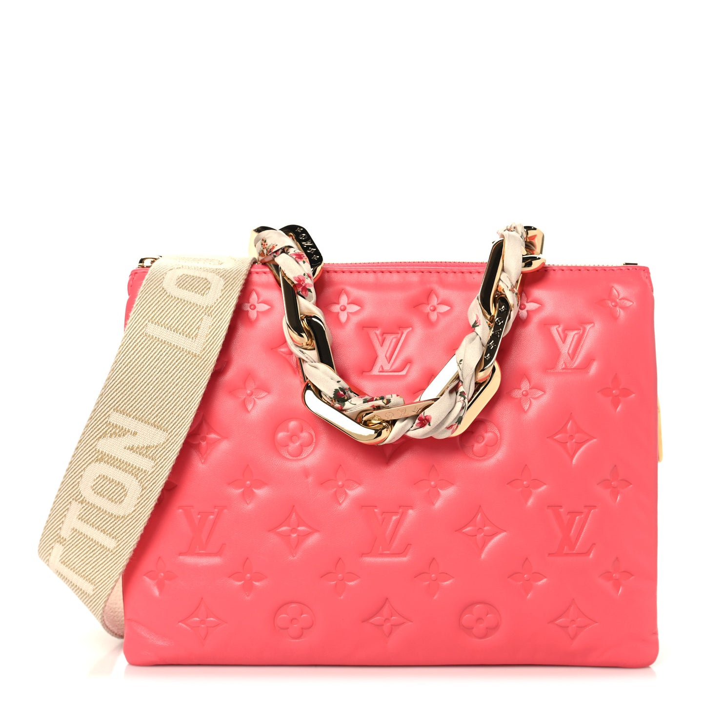 Lambskin Embossed Monogram Coussin PM Coral