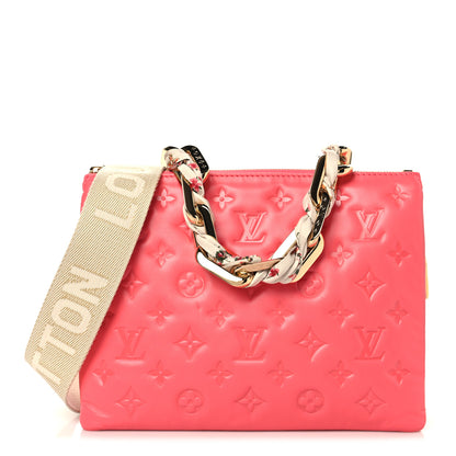 Louis Vuitton Lambskin Embossed Monogram Coussin PM Coral 1 of 13