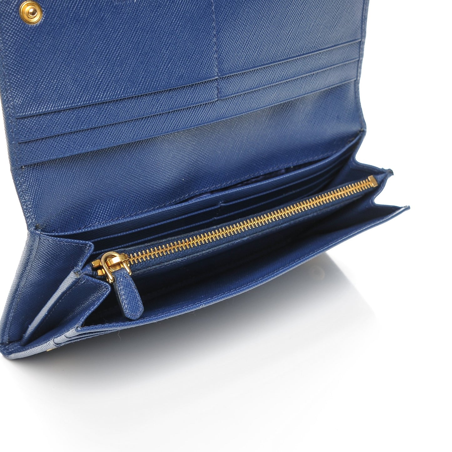 Saffiano Metal Continental Flap Wallet Blue