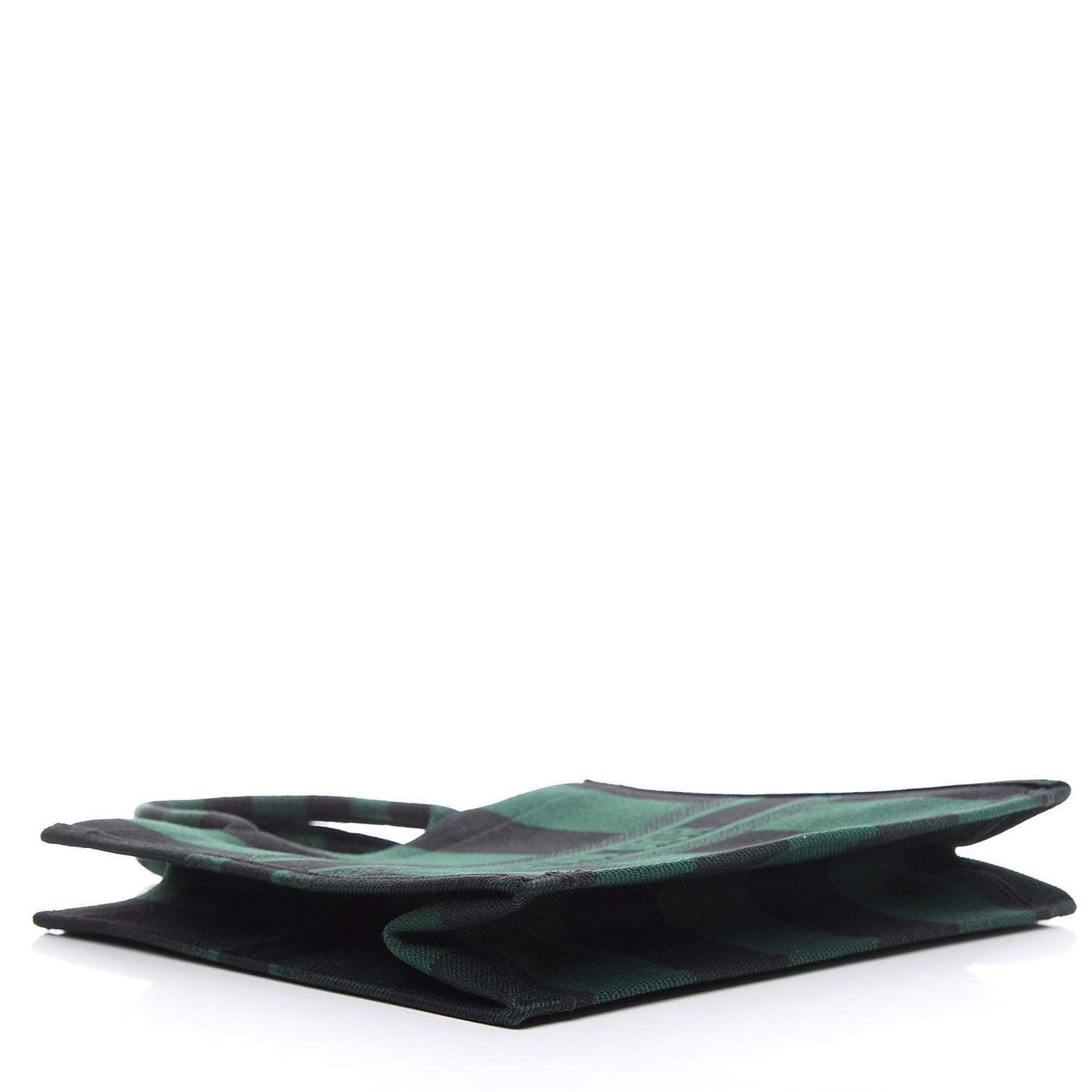 Canvas Embroidered Checkered Book Tote Black Green